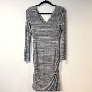 Banana Republic Fitted Gray V-Neck Women Dress